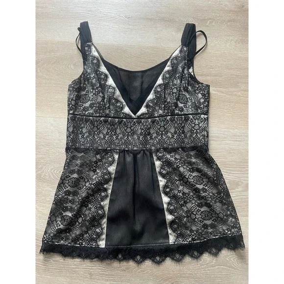 Ann Taylor S Women 0 Black Lace Baby Doll Cami Y2k Whimsigoth Dark Fairy - Picture 14 of 16